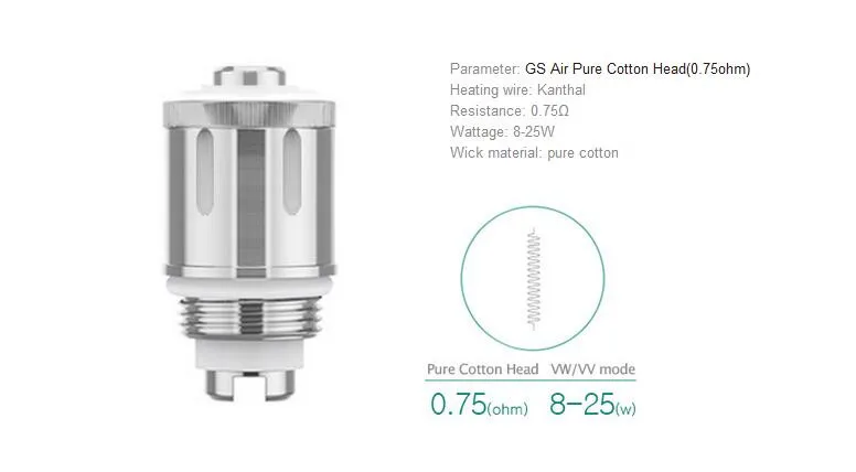 5 шт.,, Eleaf GS Air Series, Атомайзеры, 1.2ом, 1.5ом, 0.75ом, TC, 0.15ом, подходят для GS Air, Атомайзеры и GS Air 2, Атомайзеры