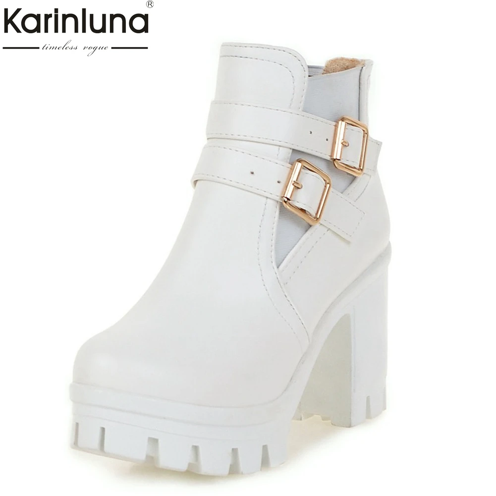 

2019 dropship on sale big Size 33-43 add fur winter Boots Woman Shoes platform square Heels high heeled Ankle Boots women shoes
