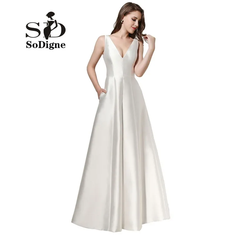 Evening Dress 2018 SoDigne Fancy White Gala Dress A Line Simple Prom