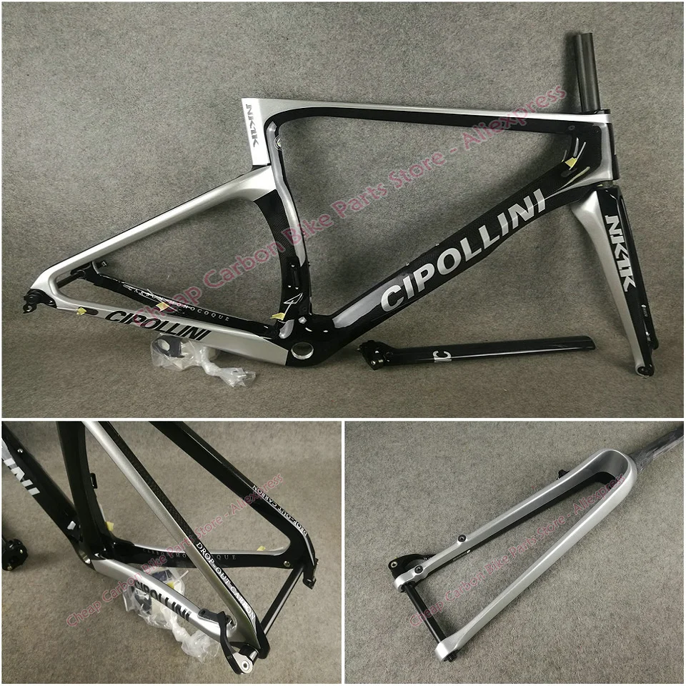 

Black Silver anthracite shiny T1100 3K Glossy NK1K Disc carbon road frame Disk bicycle Frameset with XS-S-M-L-XL for selection