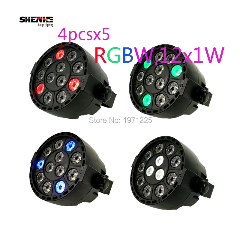 

(20pcs) Mini Led Flat Par Light 12x1W Led Stage Light LED RGBW Family Party Lights DMX 8 Channels for Entertainment Disco Show