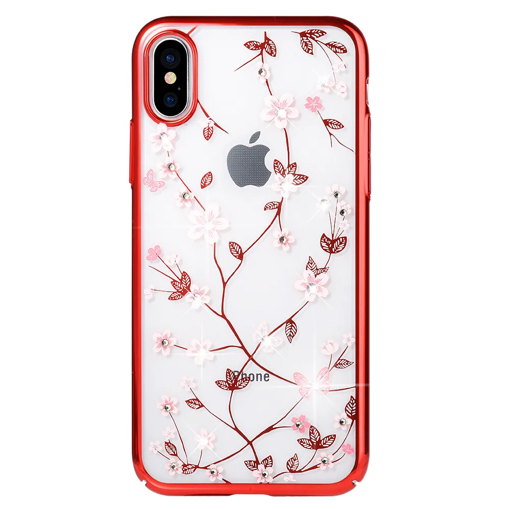 Phone Case for iPhone XR SULADA Electroplating Rhinestone Decoration Patterned Hard Plastic Case