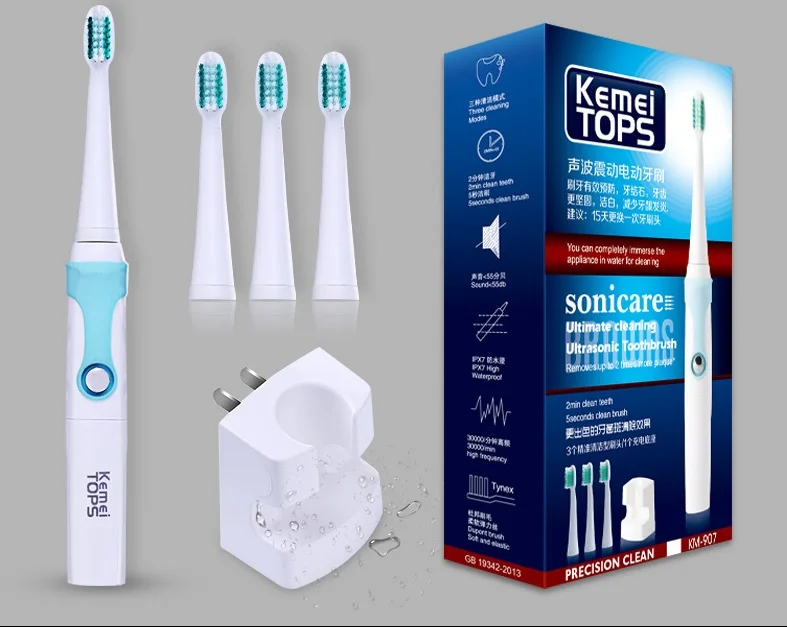 Перезаряжаемая электрическая зубная щетка, ультра звуковая зубная щетка для детей, взрослых, звуковая зубная щетка, водонепроницаемая, оригинальная, Неоткрытая