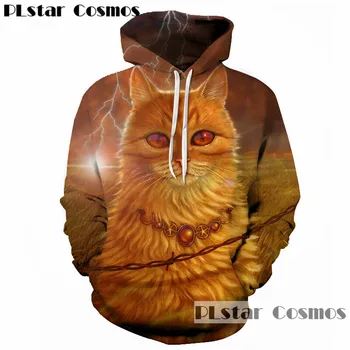 

plus size S-5XL 2018 Newest Style Golden Cat With Red Eyes Hoodies Animal Princess 3D Hooded Women Men Long Sleeve Outerwear