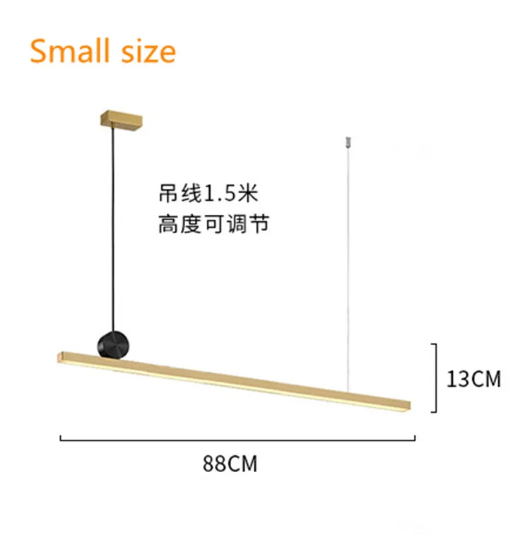 Светодиодная люстра в скандинавском стиле из чистой меди, современный дизайн, длинная полоса, светильник для гостиной, ужина, отеля, зала, ужина, светильники - Цвет корпуса: Long 880mm