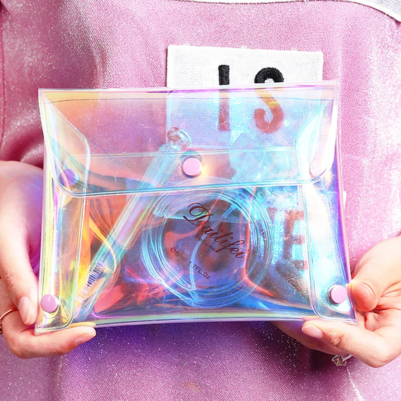 

Fashion Laser Cosmetic Bag Transparent Toiletry Case Zipper Makeup Storage Pouch Holder PU Carry Travel Accommodation