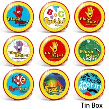 10 style available junior animals spot it hip gone camping with metal box cards game for home kids party board game