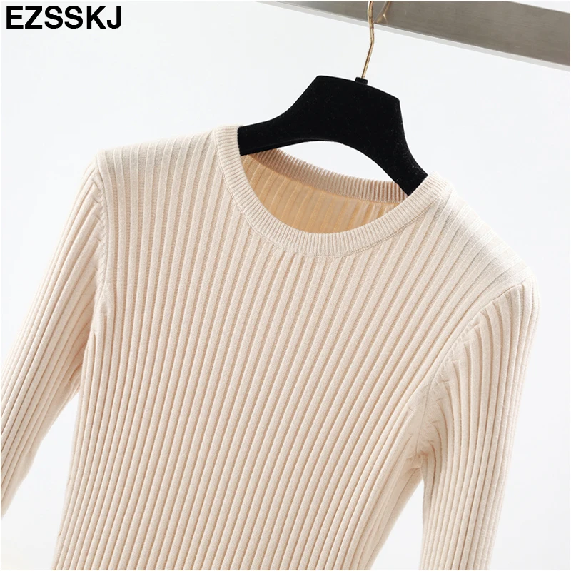 elegant Long sleeve OL O-neck long Sweater dress women Thick knit Autumn Winter dress female Slim A-line basic dress casual pink dress