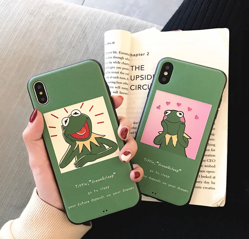 

For Cute sleeping frog embossed 8plus Apple X mobile phone shell XS Max/XR/iPhone7/6s couple soft set cartoon