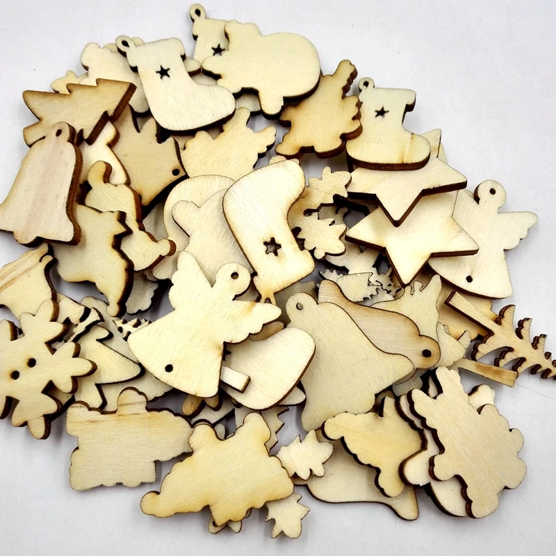 250pcs Assorted Wooden Tags Pieces Embellishment for DIY Party Wedding Decoration