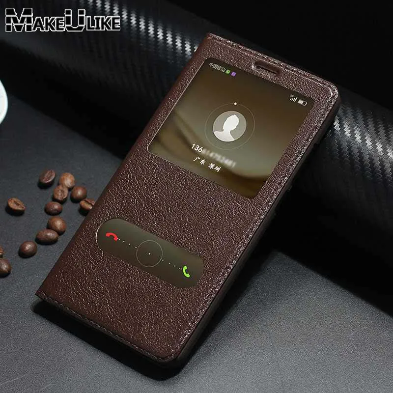 

Genuine Leather Case For Huawei Mate 9 Luxury Window View Protective Cover For Mate 9 Flip Case With Magnetic