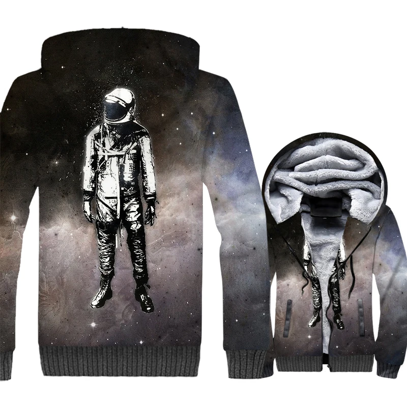 

Spaceman Jacket Space trip 3D Print Hoodie Men Explore the Universe Sweatshirt 2018 New Design Winter Thick Fleece Zipper Coat