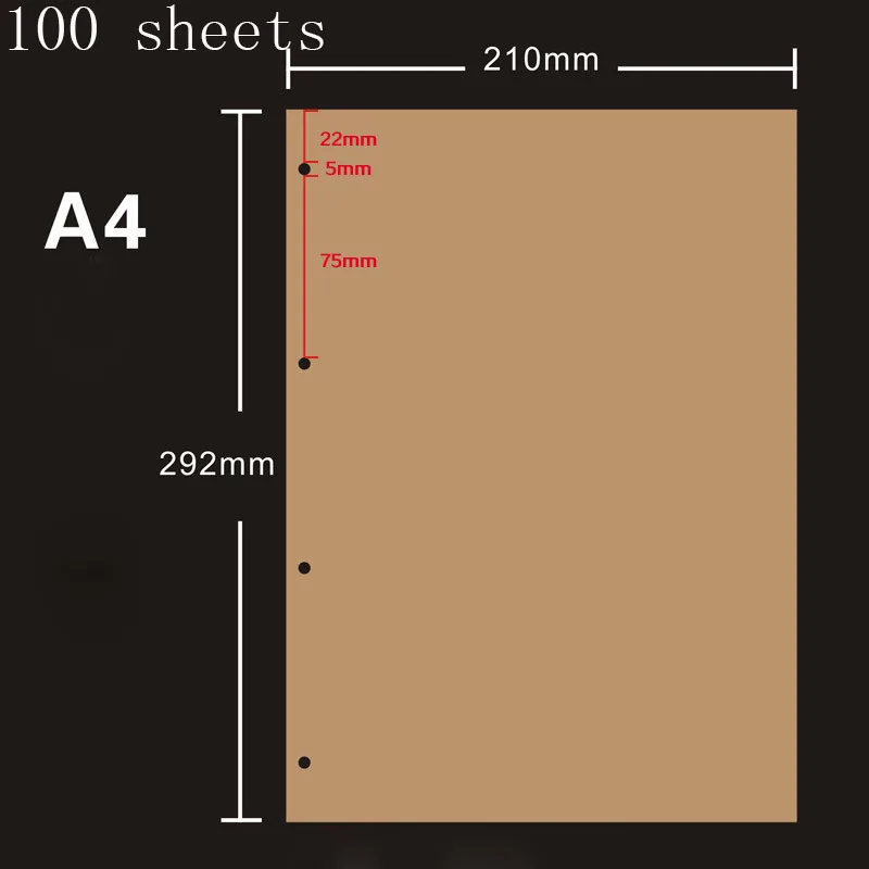 80/100 листов, винтажный крафт-лист, пустые страницы на подкладке для блокнота, перенаполнитель A4 B5 A5 A6 a7, блокнот, бумага, канцелярские принадлежности - Цвет: A4 kraft blank 100s