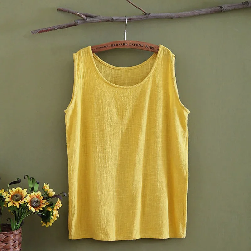 Solid Sleeveless Women Tank Top Loose Casual O neck Summer Tank top