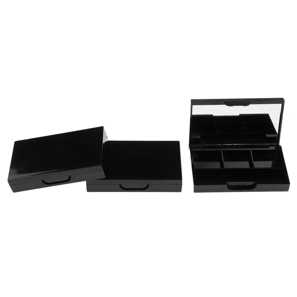 3x Empty Makeup Palette for Lipstick Eyeshadow Blush Highlight Bronzer with Mirror