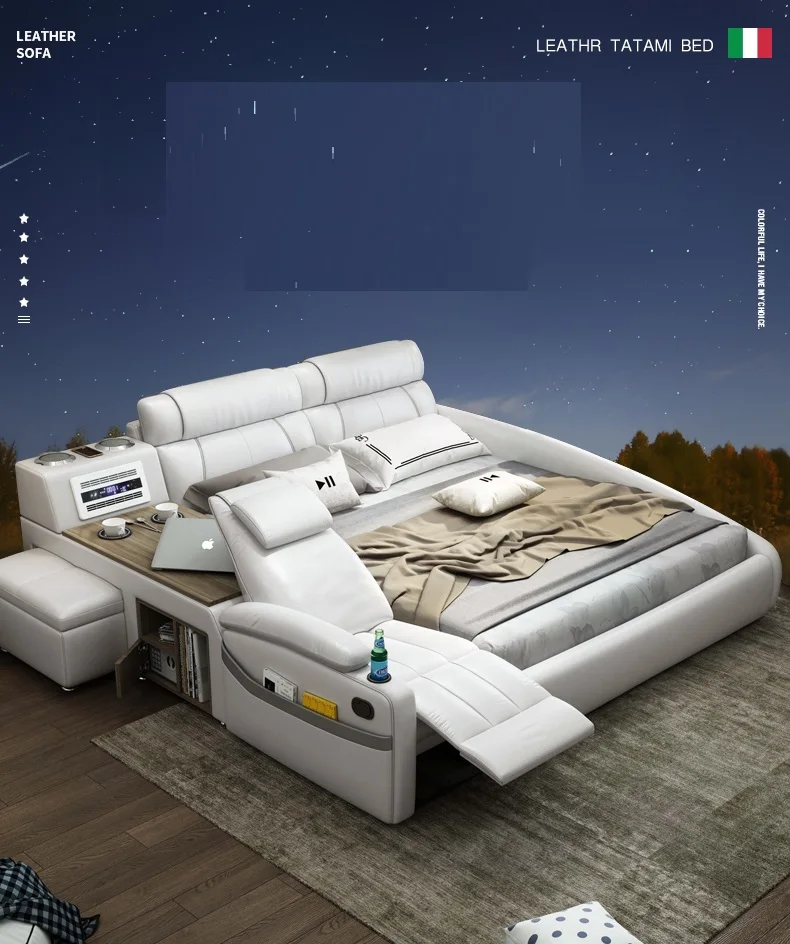 Easylife мебель для дома из натуральной кожи умная мягкая кровать многофункциональная интеллектуальная кровать