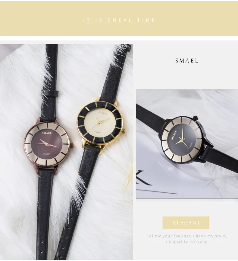 SMAEL, кварцевые наручные часы для женщин, розовое золото, женские часы, водонепроницаемые, спортивные, для женщин, на каждый день, кожа, 1909, женские часы, роскошный бренд