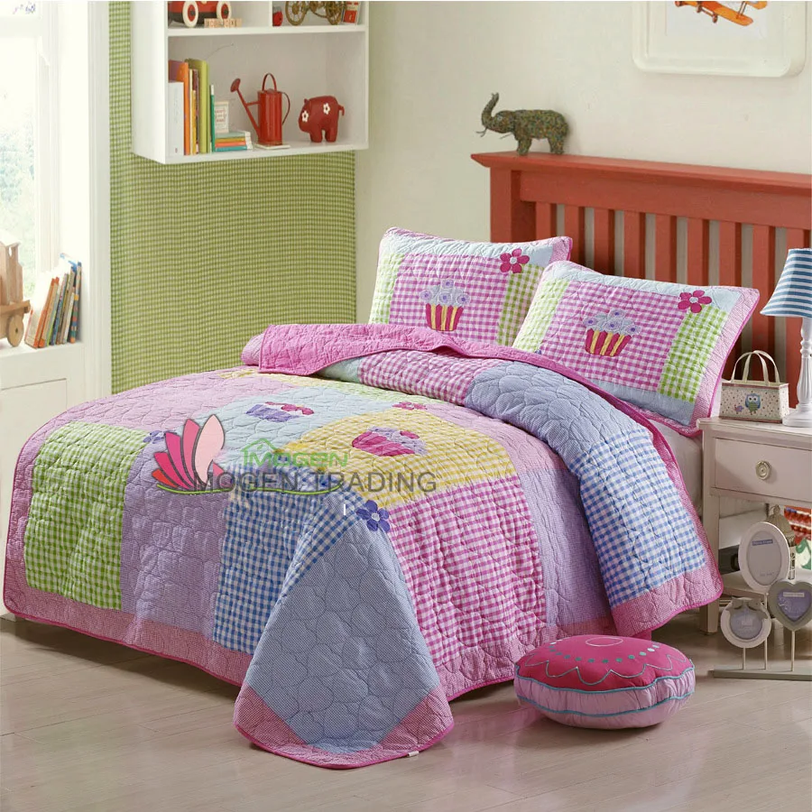 CHAUSUB лоскутное одеяло комплект 2 шт. лоскутные одеяла с аппликацией промытый хлопок покрывало для кровати Мороженое Дизайн для девочек постельные принадлежности Дети покрывало Твин