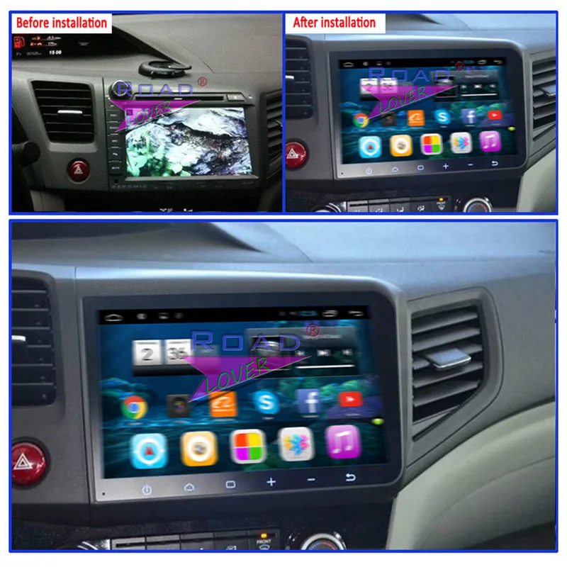 Best Roadlover Android 8.1 Car Multimedia Radio Player For Honda Civic 2012 2013 2014 Stereo GPS Navigation Automagnitol 2 Din NO DVD 0
