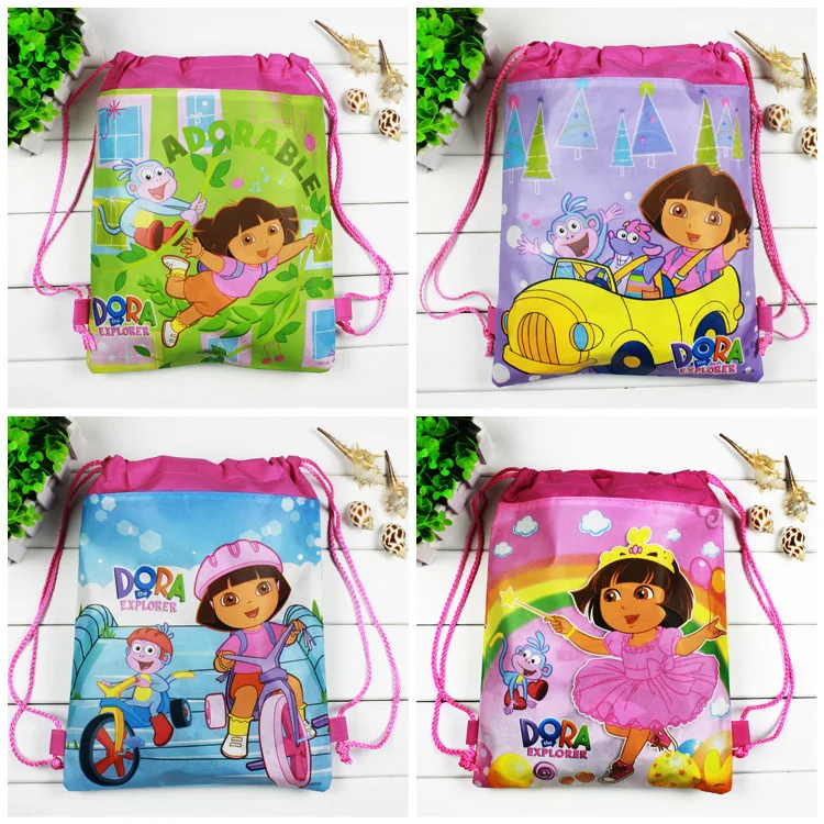 4pcs/lot Dora Cartoon Drawstring Children school bags,Kids Birthday