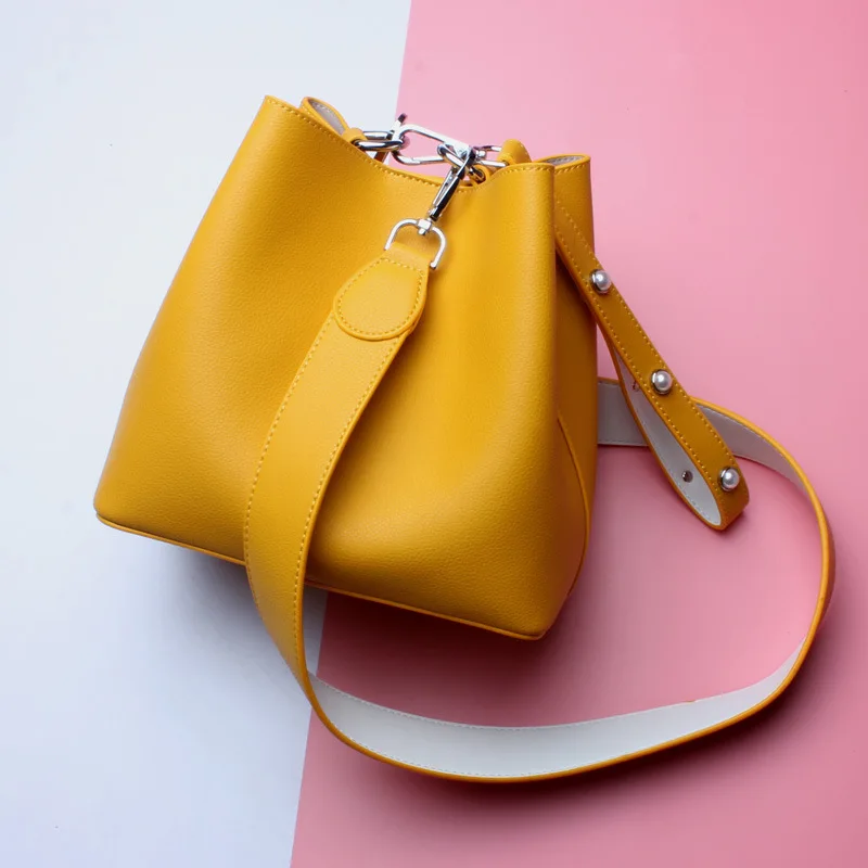 

Women's bag 2019 new Korean version of the bucket bag single shoulder handlebar slant bag