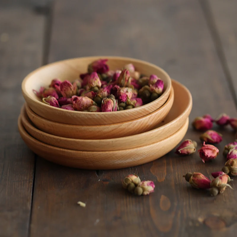 

High-Quality Natural Beech Wood Dish Circular Tray Storage Utensils for Photography Props Food Dish Fruit Dessert photograph