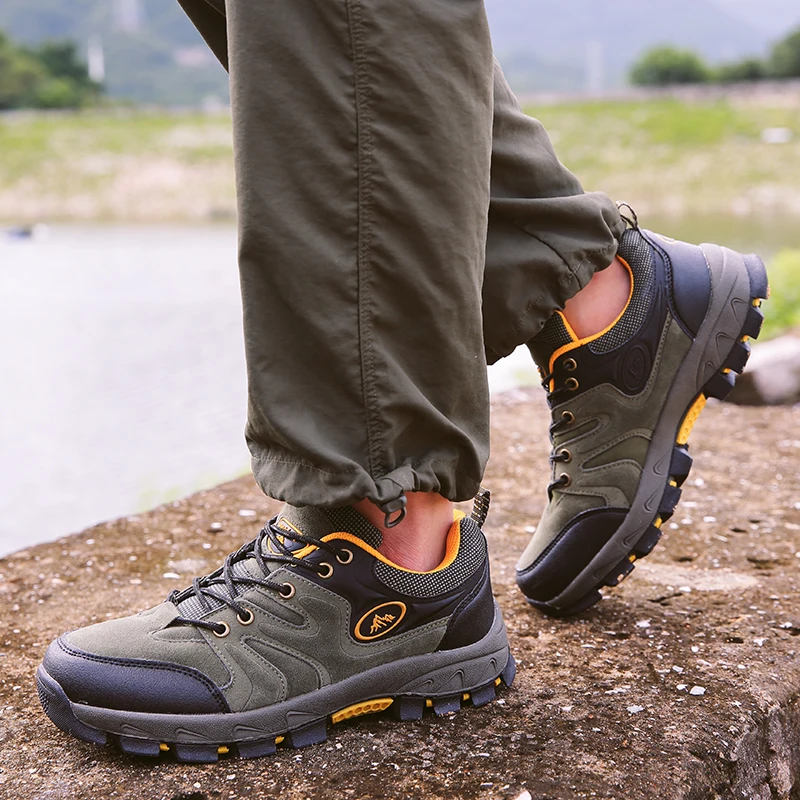 

Outdoor Shoes Men Hiking Yellow Green Camping & Hiking Shoes Mens Athletic Sneakers Anti-Slip Rubber Mens Mountain Walking Shoes