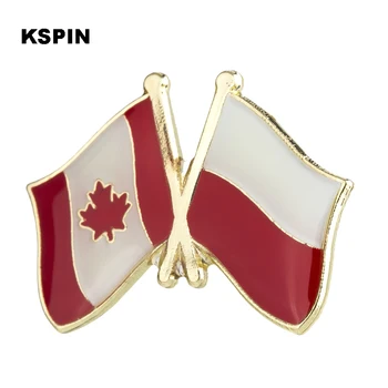 

Canada Poland Friendship Badge Metal Pins for clothes Badge on backpack brooch jewelry 100pcs
