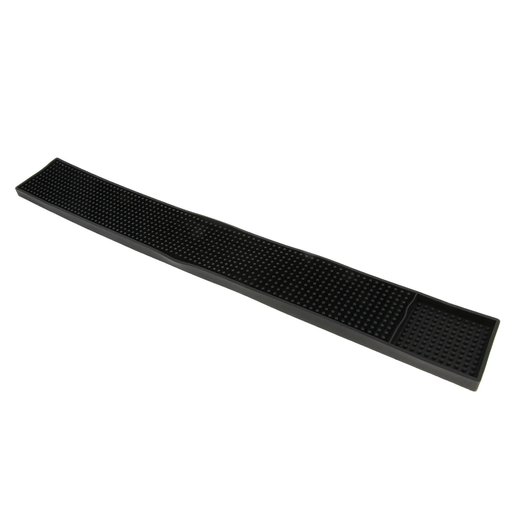 Bar Runner Bar Service Rubber Strip Spill Mat Black for Home Cocktail Party Pub 24x3''-Black