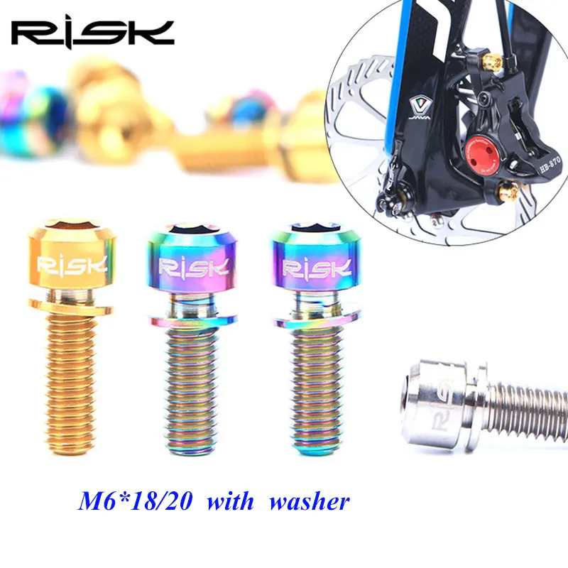 

4Pcs M6X18 M6X20 Titanium Ti Bolt Allen Head Screw With Washer Titanium Bike Bolts For Mountain Bike Disc Brake Fix Crank Lock