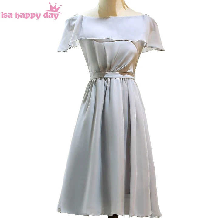 

short women bridesmaid sexy neckline bridesmade gray dresses bridesmades 2020 design party dress weddings & events H4265