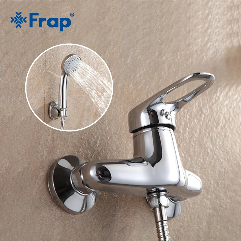 

Frap Wall Mounted Bathroom Faucet Bath Tub Mixer Tap With Hand Shower Head Chrome-plated brass Faucet F2004