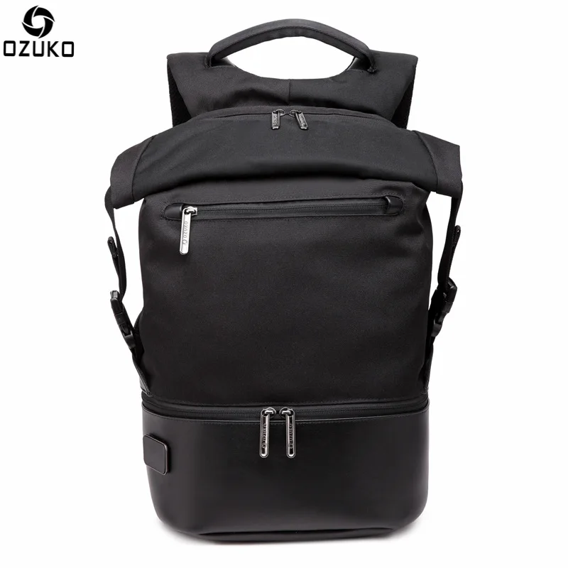 

OZUKO Candy Oxford Black Laptop Backpack Man Daily Rucksack Travel Bag School Bags 16 inch Women Bagpack Mochila Feminina