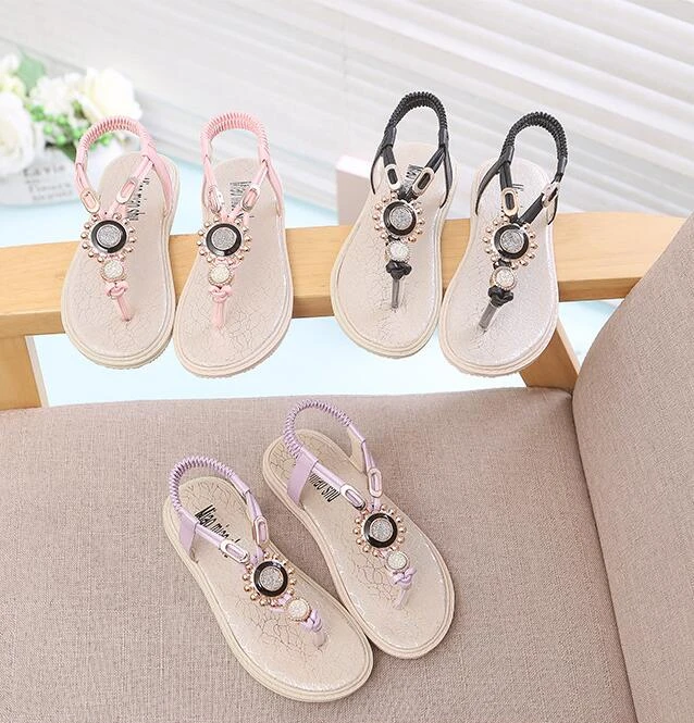 すべてのサイズ21 35サンダル夏女の子フリップは ビーチサンダルゴールドrhinestonビーズ子供ボヘミアフラットサンダル Girls Sandals Baby Girl Sandalsgirls Flip Flops Aliexpress