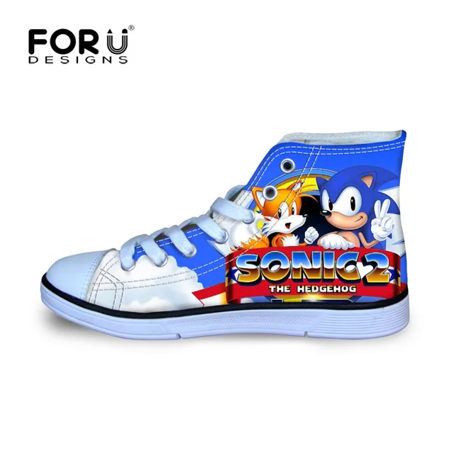 FORUDESIGNS/игры Sonic the Hedgehog печатных мультфильм детские кроссовки для мальчиков Высокий Верх Дети спортивная shoes для улицы Туфли без каблуков кроссовки