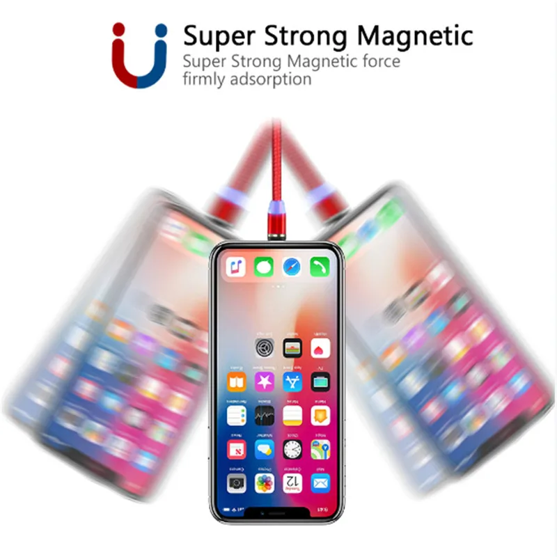Магнитный зарядный USB кабель NISI 1 м 5 в/2 а со светодиодной подсветкой для iPhone Samsung