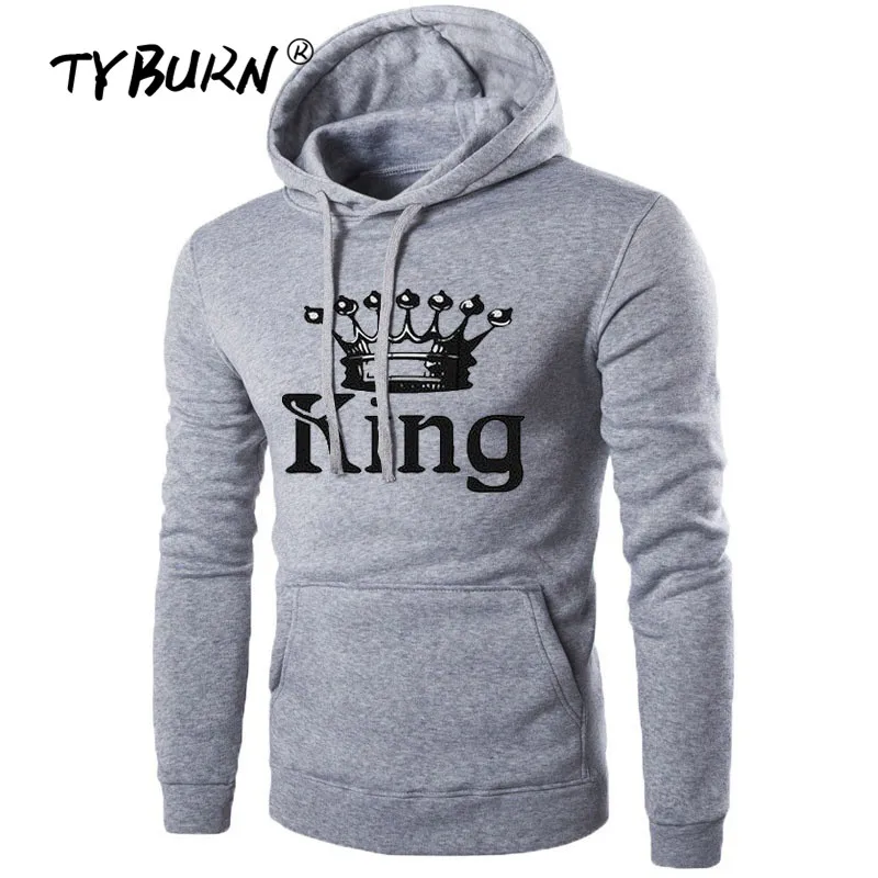 

TYBURN Fashion Printing King Queen Heart Streetwear 2019 Summer Women Men Hoodies Sweatshirts Casual Couple Lover