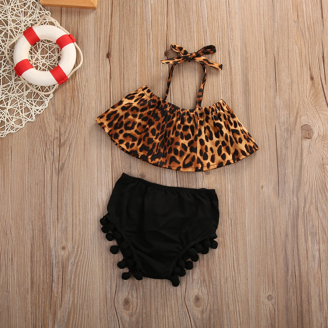 

2PCS Summer Toddler Kids Baby Girls Clothing Leopard Shirt+Short Pants Outfit Clothes Sets 0-3T