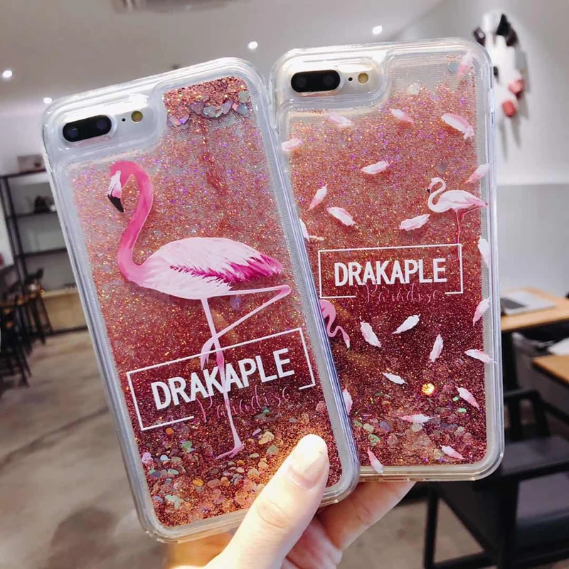 Luxury liquid quicksand flamingo phone case for samsung galaxy A50 30 20 M 10 A7 A9 2018 S10 9 8 7Edge Plus Lite back |