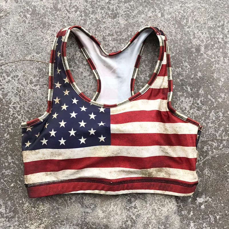 

2017 New Women Summer Tank Tops Crop Tops Stripes and Stars American US Flag Tank Tops Sexy Shirt Women Top