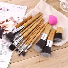 11Pcs Makeup Brushes Eyeshadow Foundation Sets+ Sponge Blender Puff Concealer