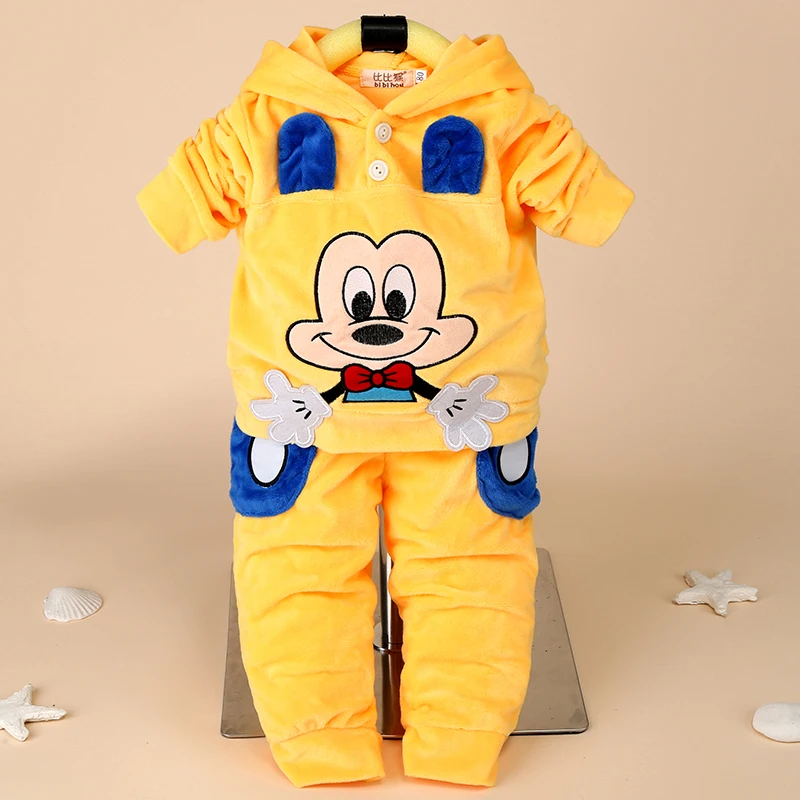 

Newborn Baby Christmas Clothes Autumn Winter Baby Girls Fleece Clothes Mickey Hoodie+Pant Outfit Suit Infant Baby Tracksuit Sets
