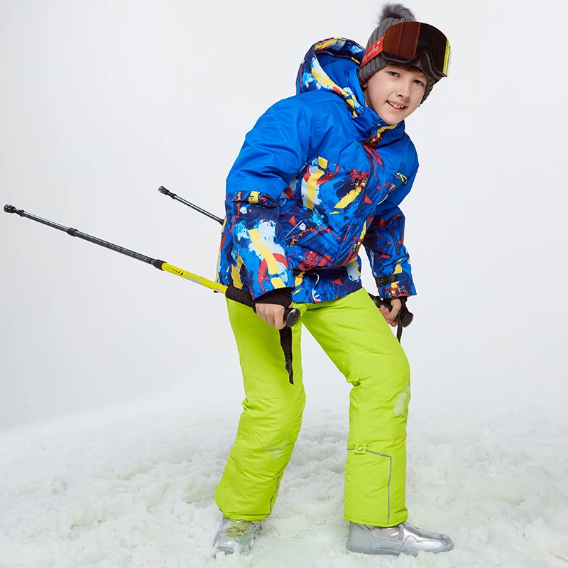 Detector Winter Ski Snowboard Suit Thicken Boys Clothing Outdoor Set Jacket Pants Winter Twinset Suitable -20-30 degree