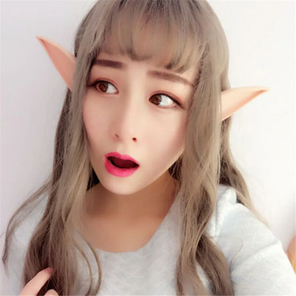 

2pcs/set 10cm 12cm holiday DIY decoration rubber cute skin color soft elf ears cosplay long ear for party halloween accessories