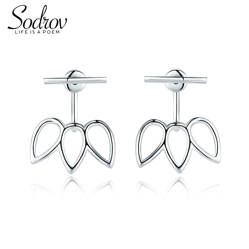 SODROV 925 Sterling Silver Stud Earrings for Women Geometric Pattern Individuality Stud Earrings Fine Jewelry HE034 SODROV 925 Sterling Silver Stud Earrings for Women Geometric Pattern Individuality Stud Earrings Fine Jewelry HE034