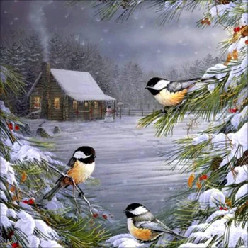 

Diy 5d diamond dimond painting Little bird in the snow full square/round drill animals embroidery rhinestone kit