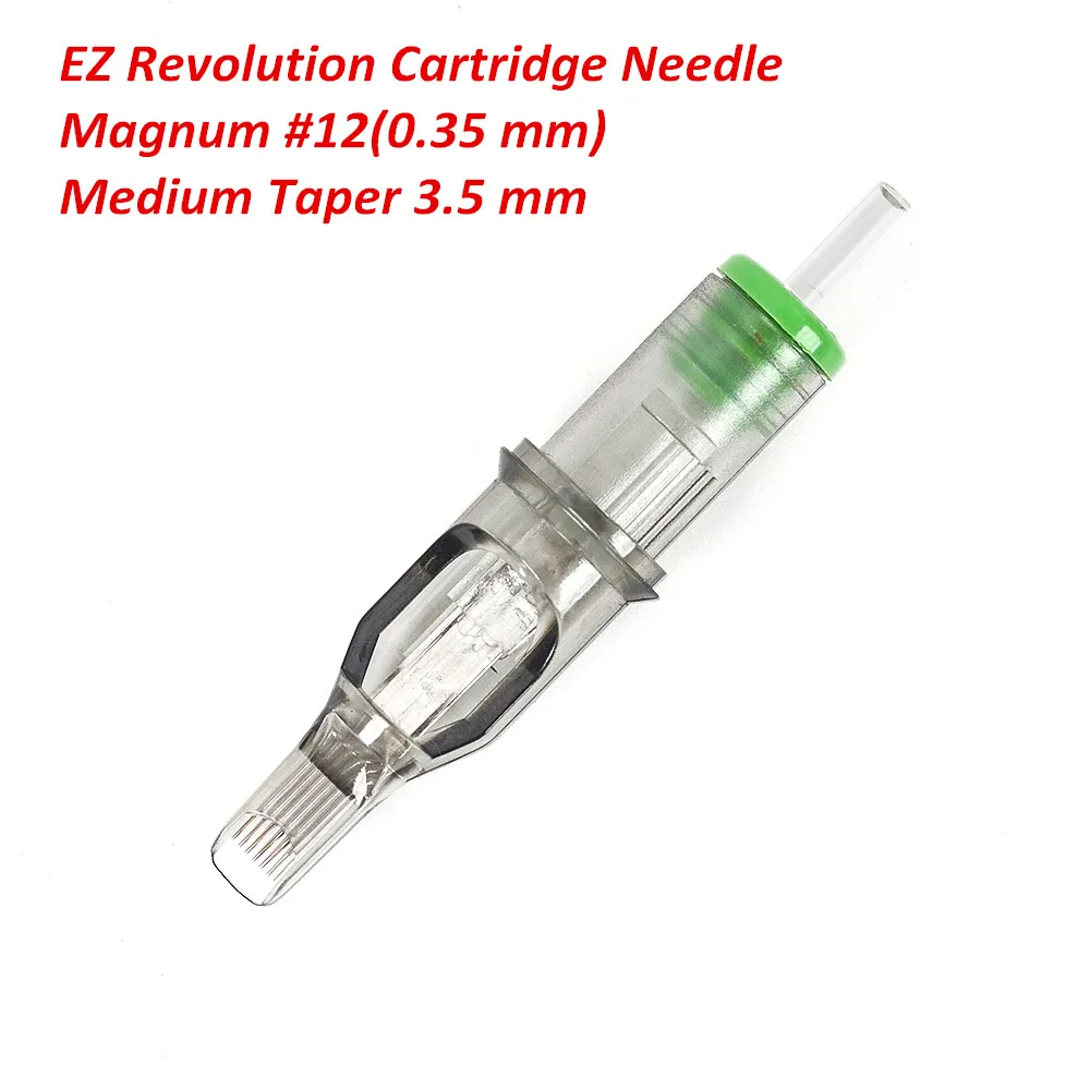 

5 pieces EZ Revolution Cartridge Needles #12 Magnum Tattoo Needle 3.5 mm M-Taper Compatible with Cartridge Tattoo Machines Grip
