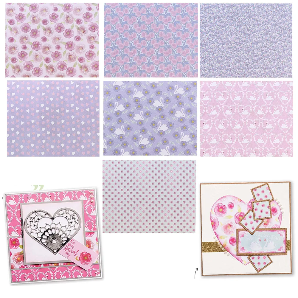 

14pcs Vintage Rose background paper Creative Single-side Printed Mixed Pattern Papercraft Art Paper DIY Handmade Scrapbooking
