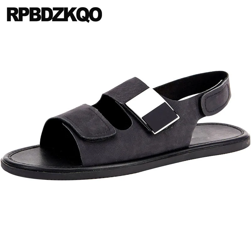

Luxury 2018 Black Beach Summer Genuine Leather Breathable Open Toe Designer Shoes Men High Quality Sandals Flat Strap Fashion