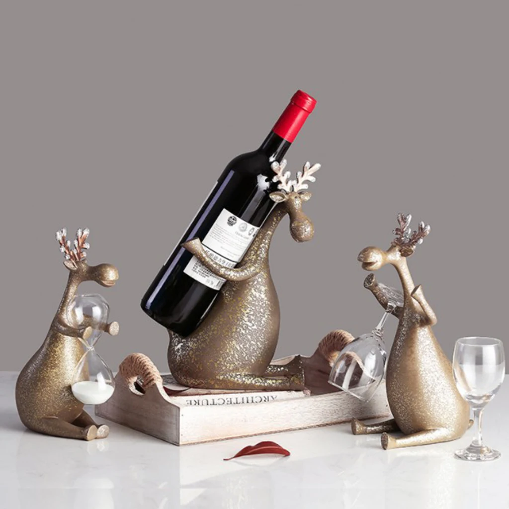 Vintage Resin Elk Deer Wine Rack Cup Holder Wedding Gift Ornament Decor